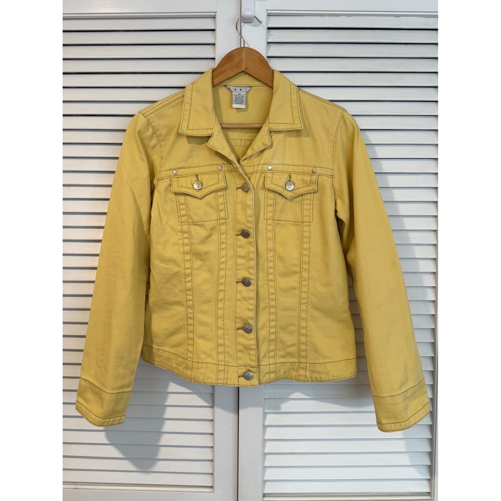 Cabi 100% Cotton Denim Collared Neck Jacket Yellow XS Style 253